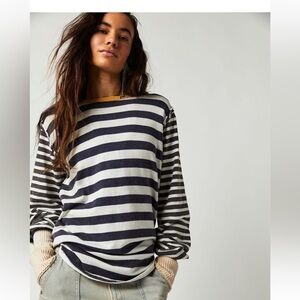Free people sawyer stripe tee small oversized